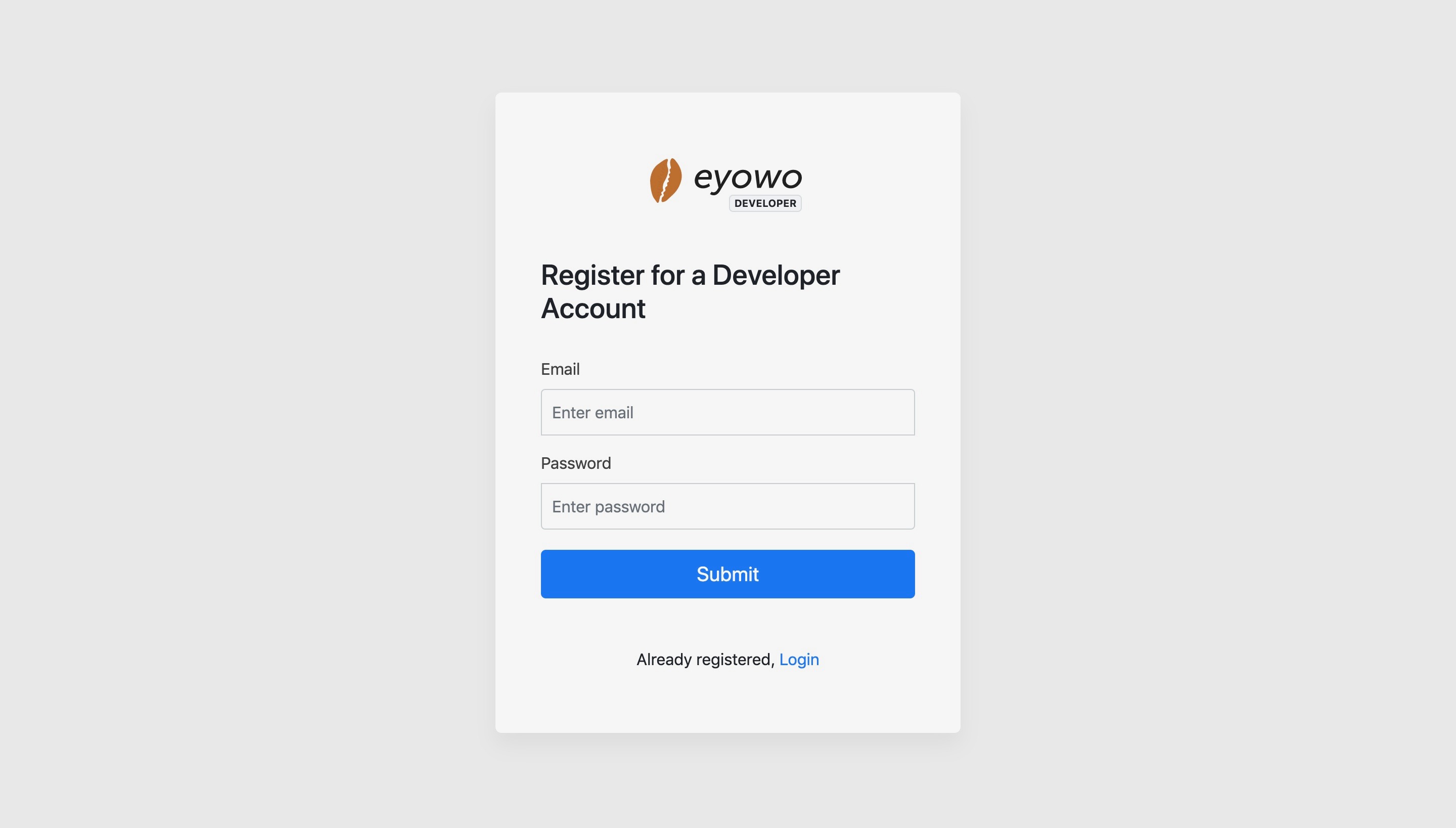 Eyowo developer registration page